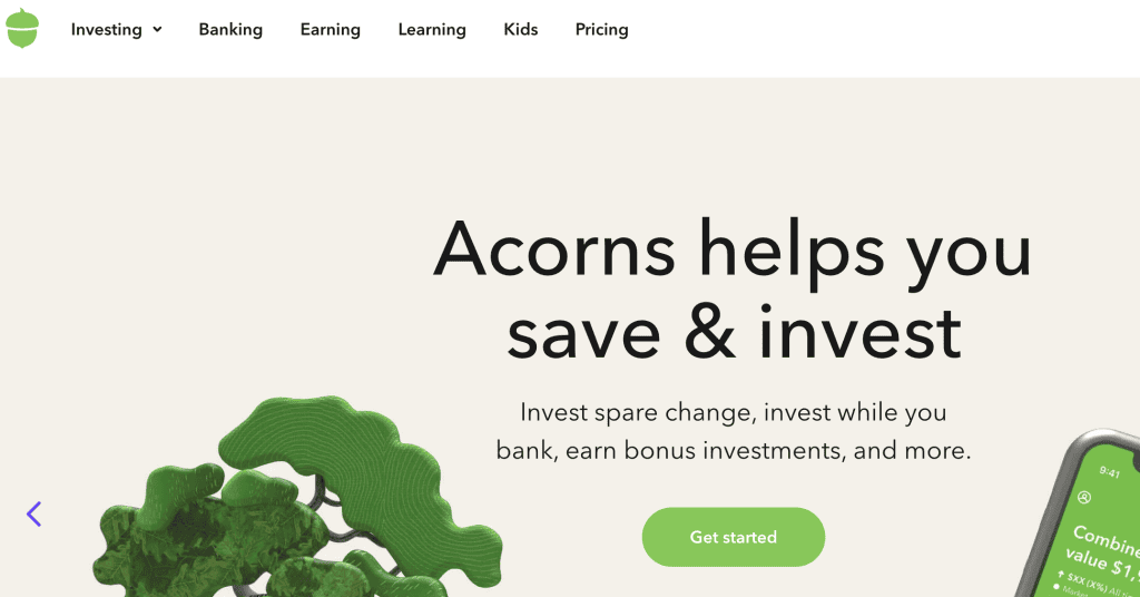 acorns homepage