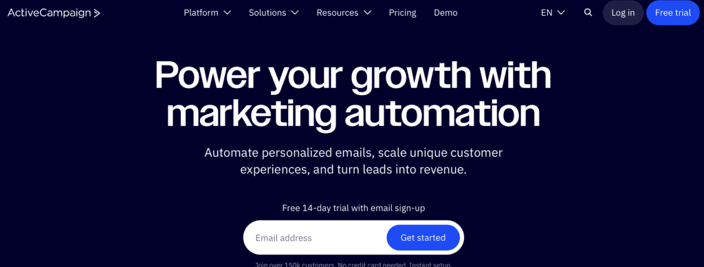 activecampaign homepage