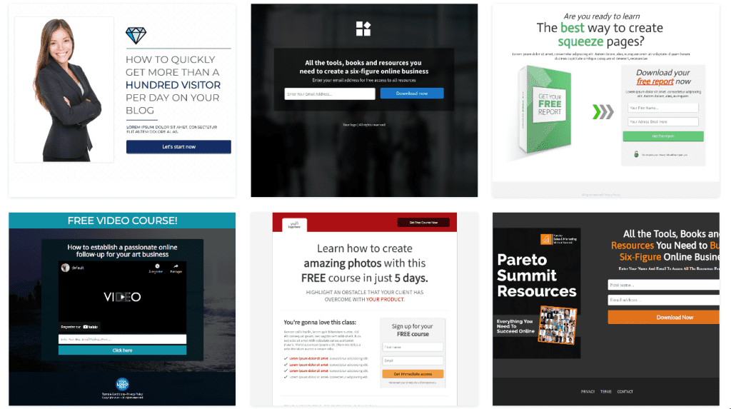 free affiliate landing page templates systeme