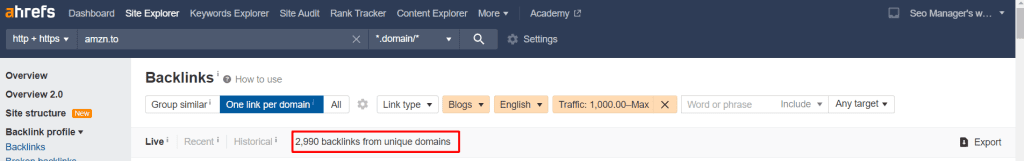 ahrefs niche selection settings