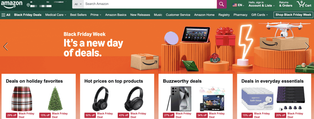amazon.com homepage
