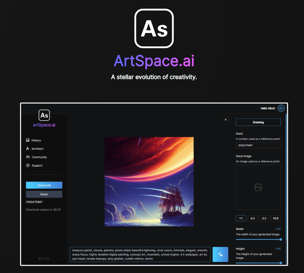 artspace ai homepage