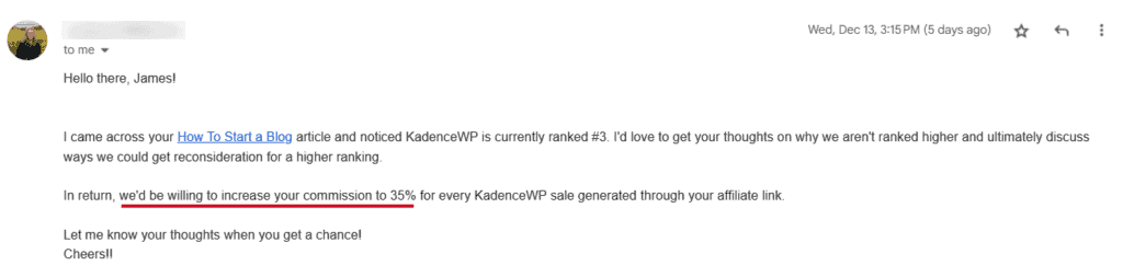 brand deal affiliate increase request