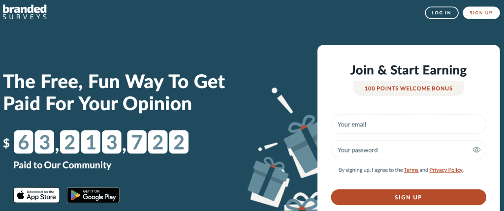 branded surveys homepage