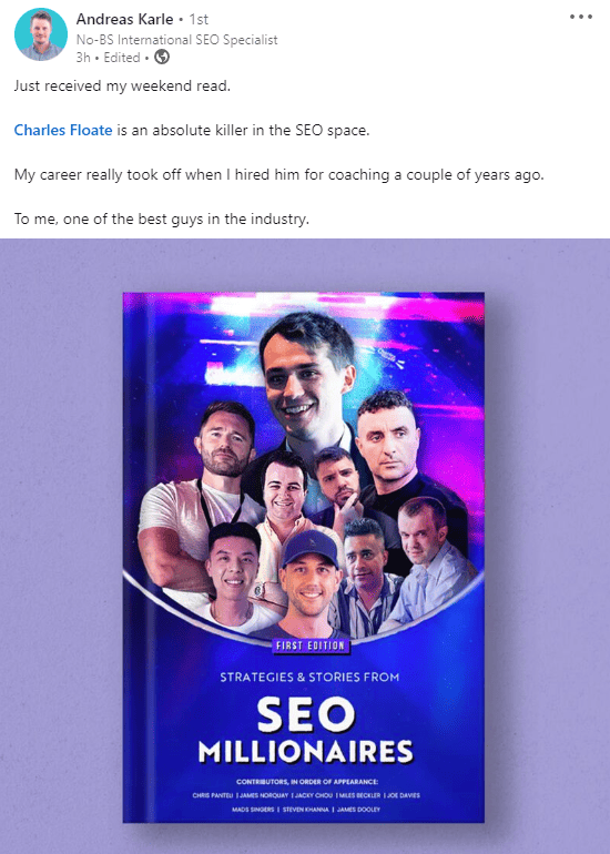 charles floate training seo millionaires ebook testimonal