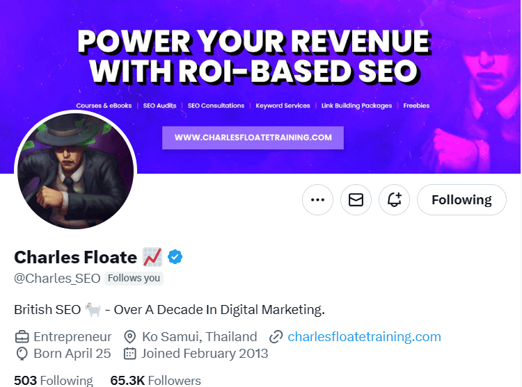 charles floate x twitter profile