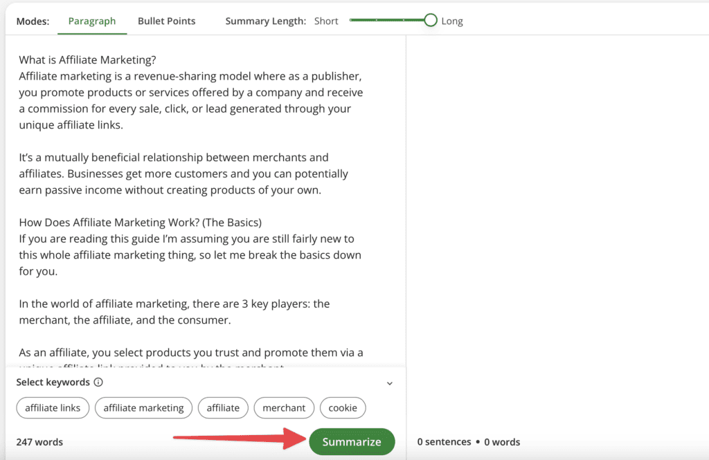 click the green summarize button