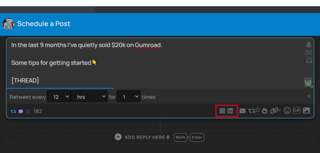 crosspost to instagram and linkedin
