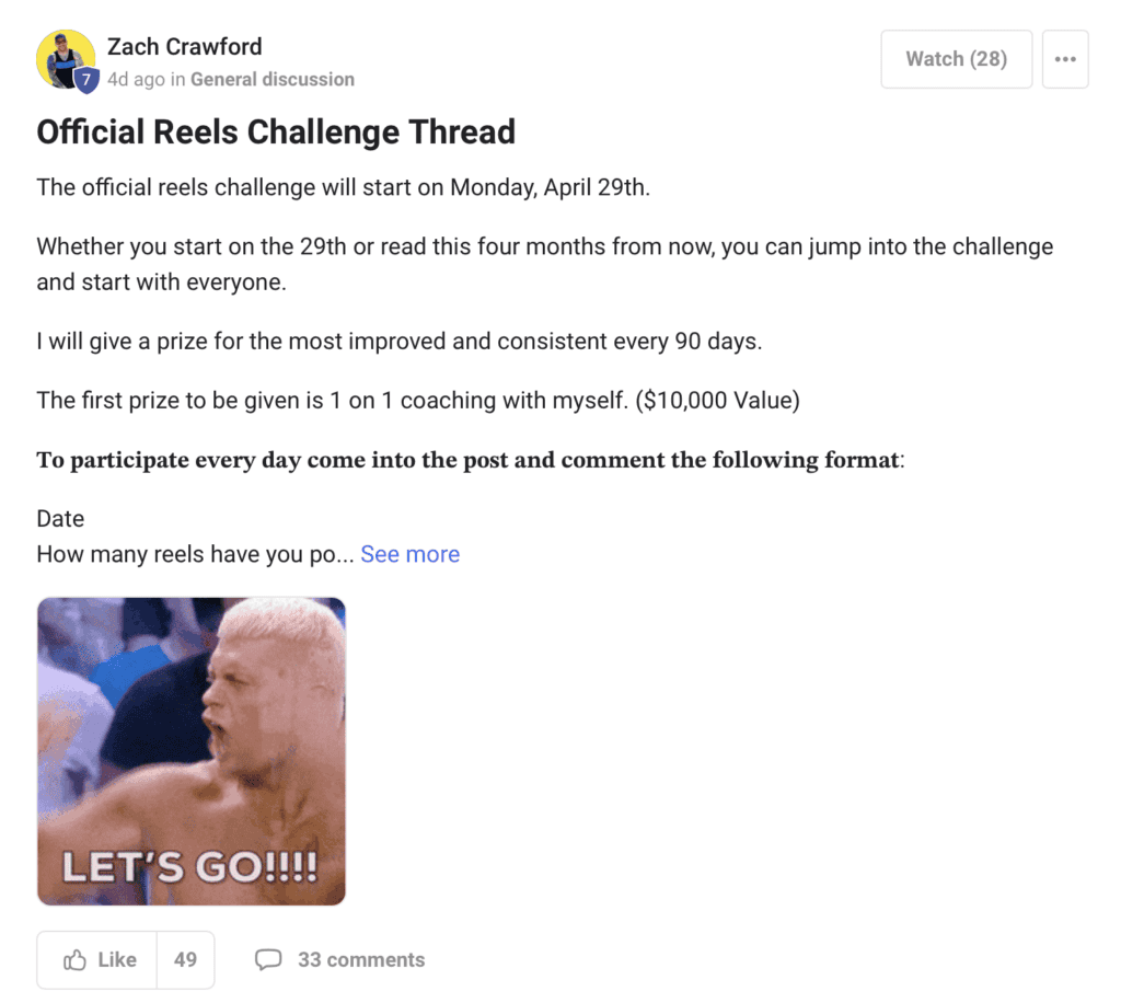 digital course millionaire IG reels challenge