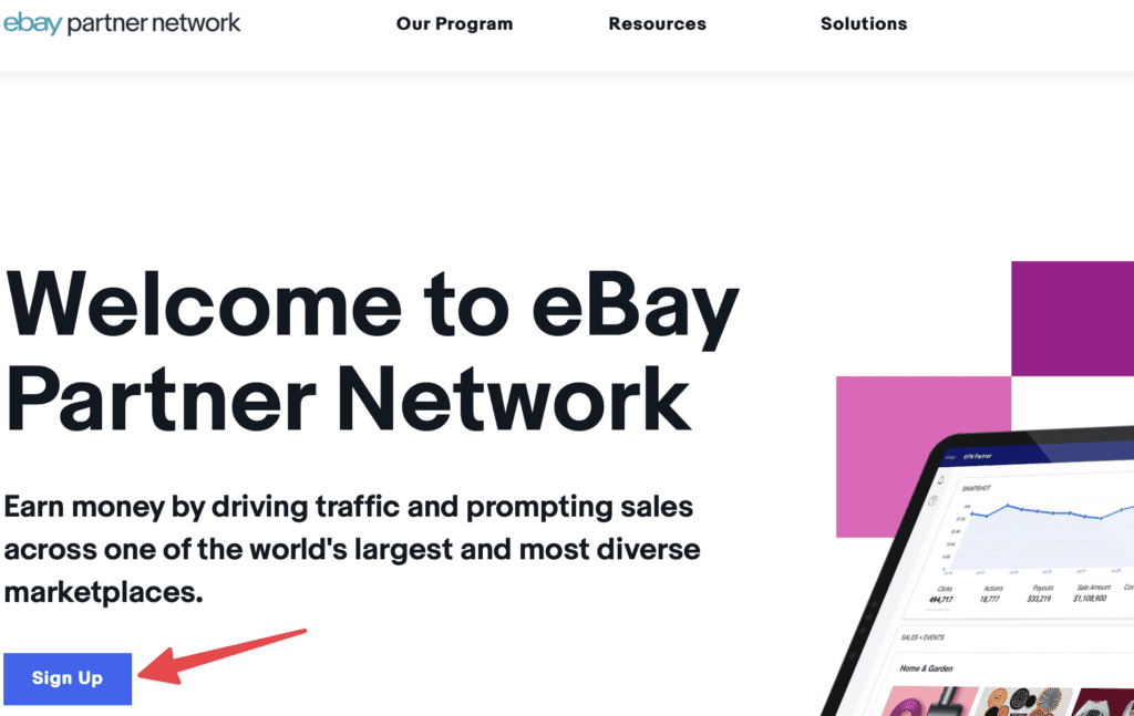 ebay partner network affiliate sign up