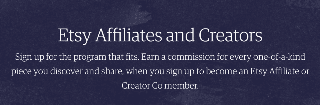 etsy affiliate program homepage