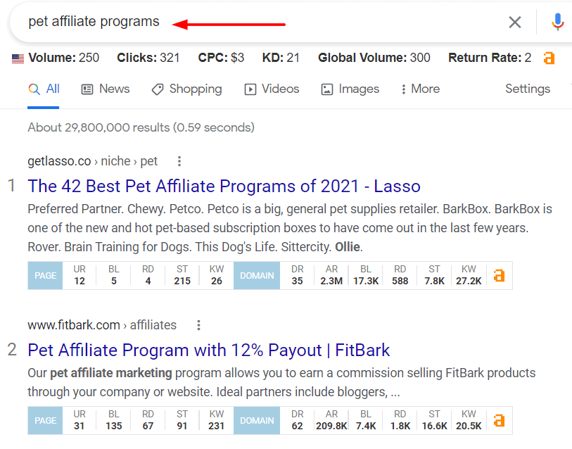 google search niche affiliate programs for blog