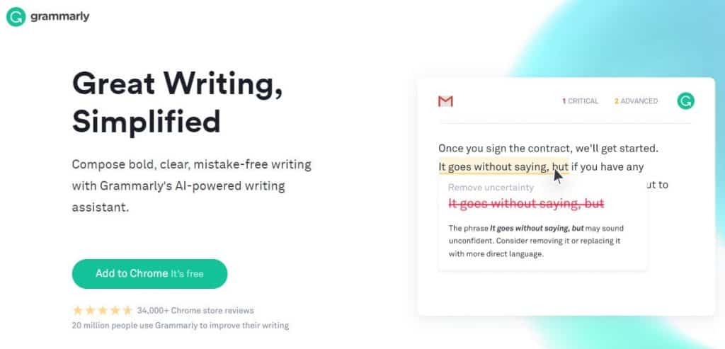grammarly homepage