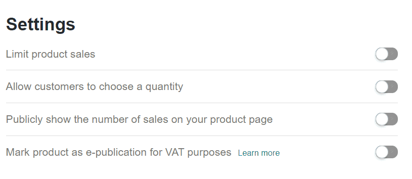 additional gumroad product settings