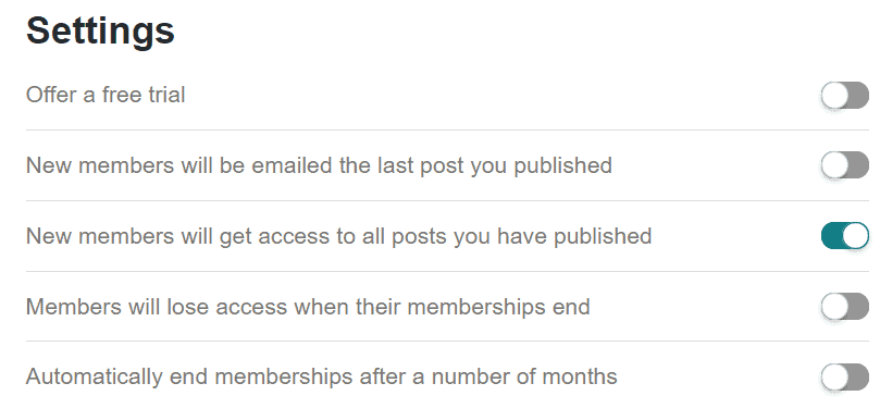 additional membership settings