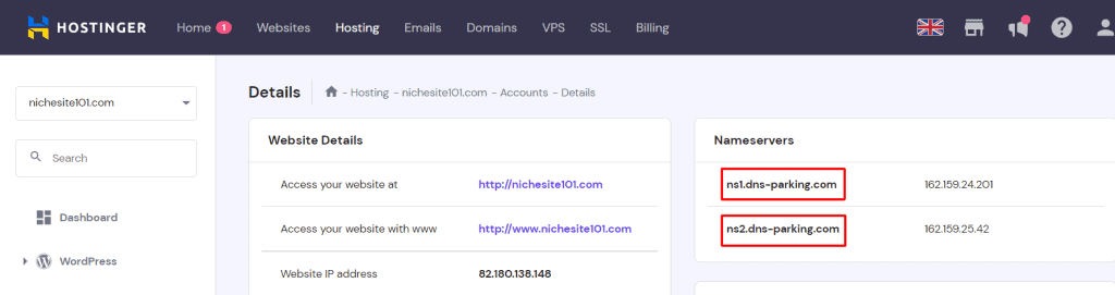 hostinger nameservers
