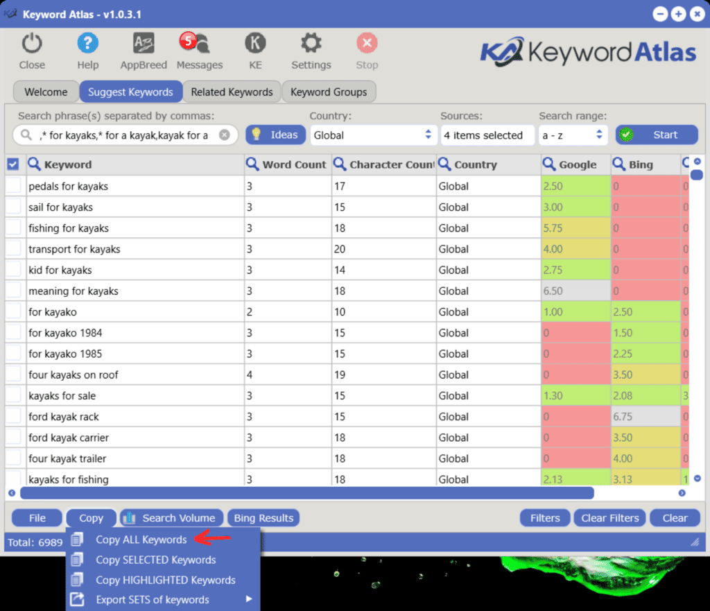 how to find money keywords copy keyword list