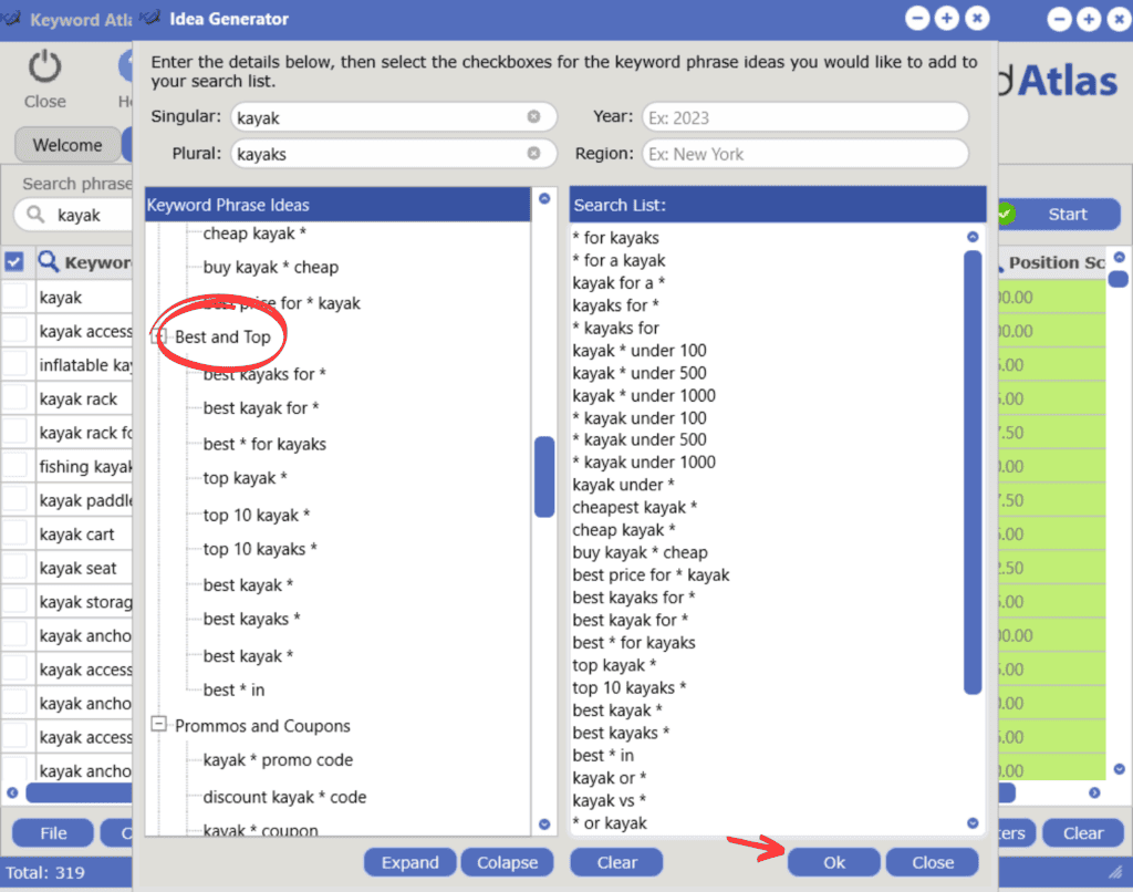 keyword atlas money keywords step 3