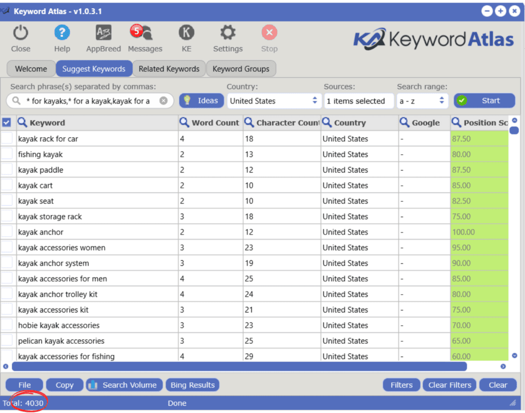 keyword atlas money keywords step 4