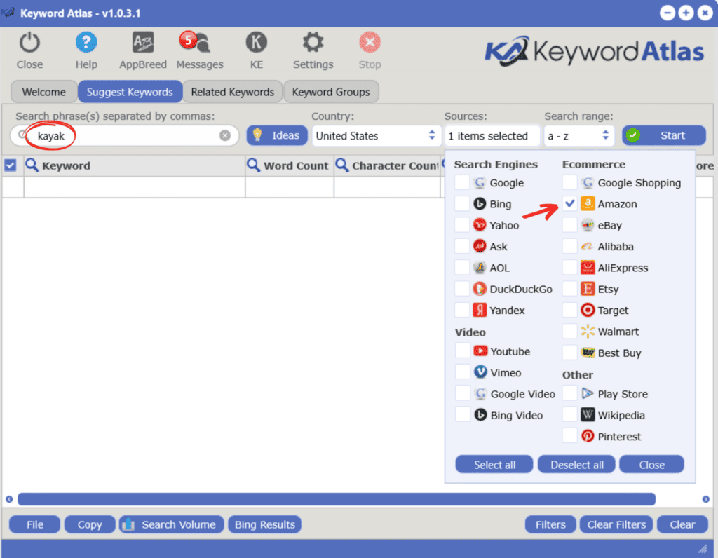 keywrd atlas money keywords step 1