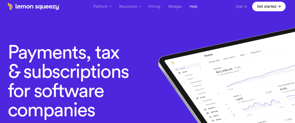 lemon squeezy homepage