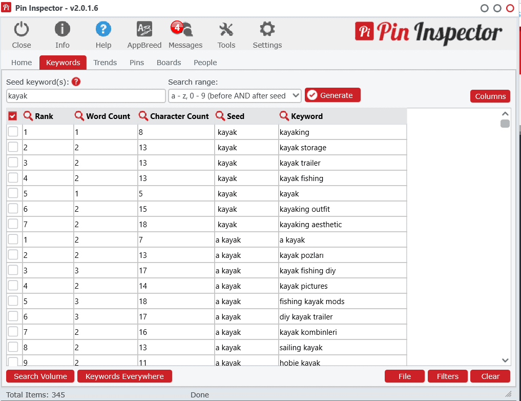 pin inspector search window