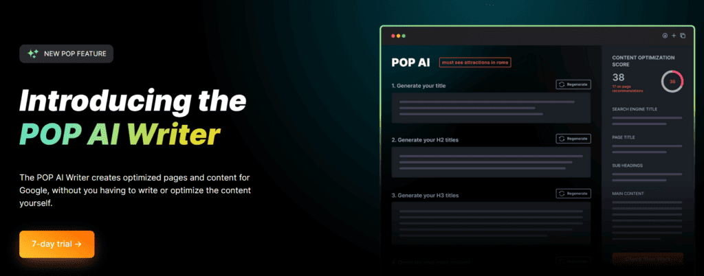 pop ai writer homepage