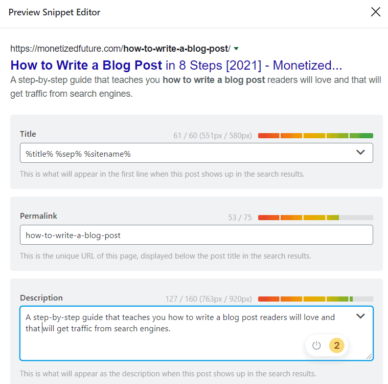 rankmath snippet editor