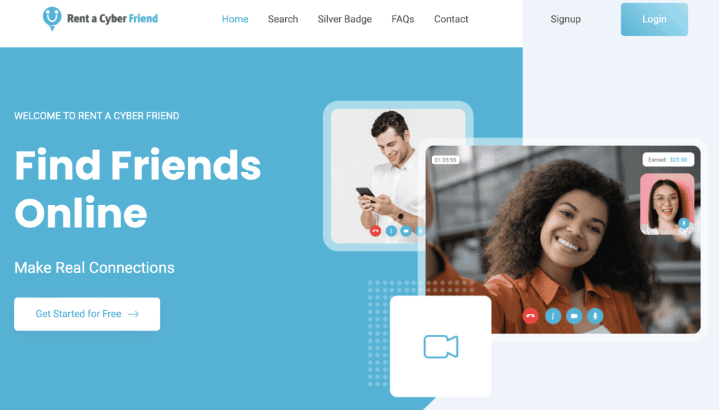 rentacyberfriend homepage