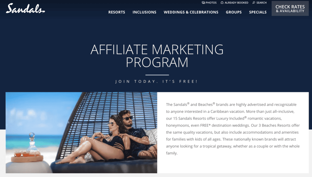 sandals affiliate program