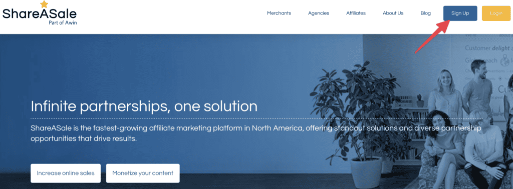 shareasale affiliate signup page