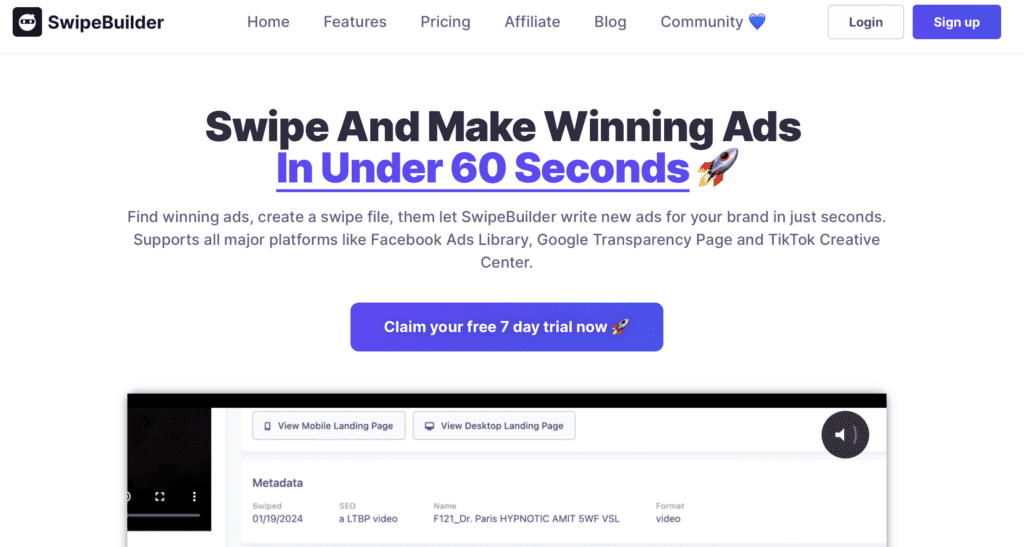 swipebuilder homepage