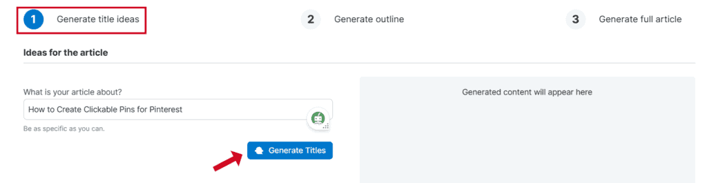 tailwind blog creation wizard generate title ideas