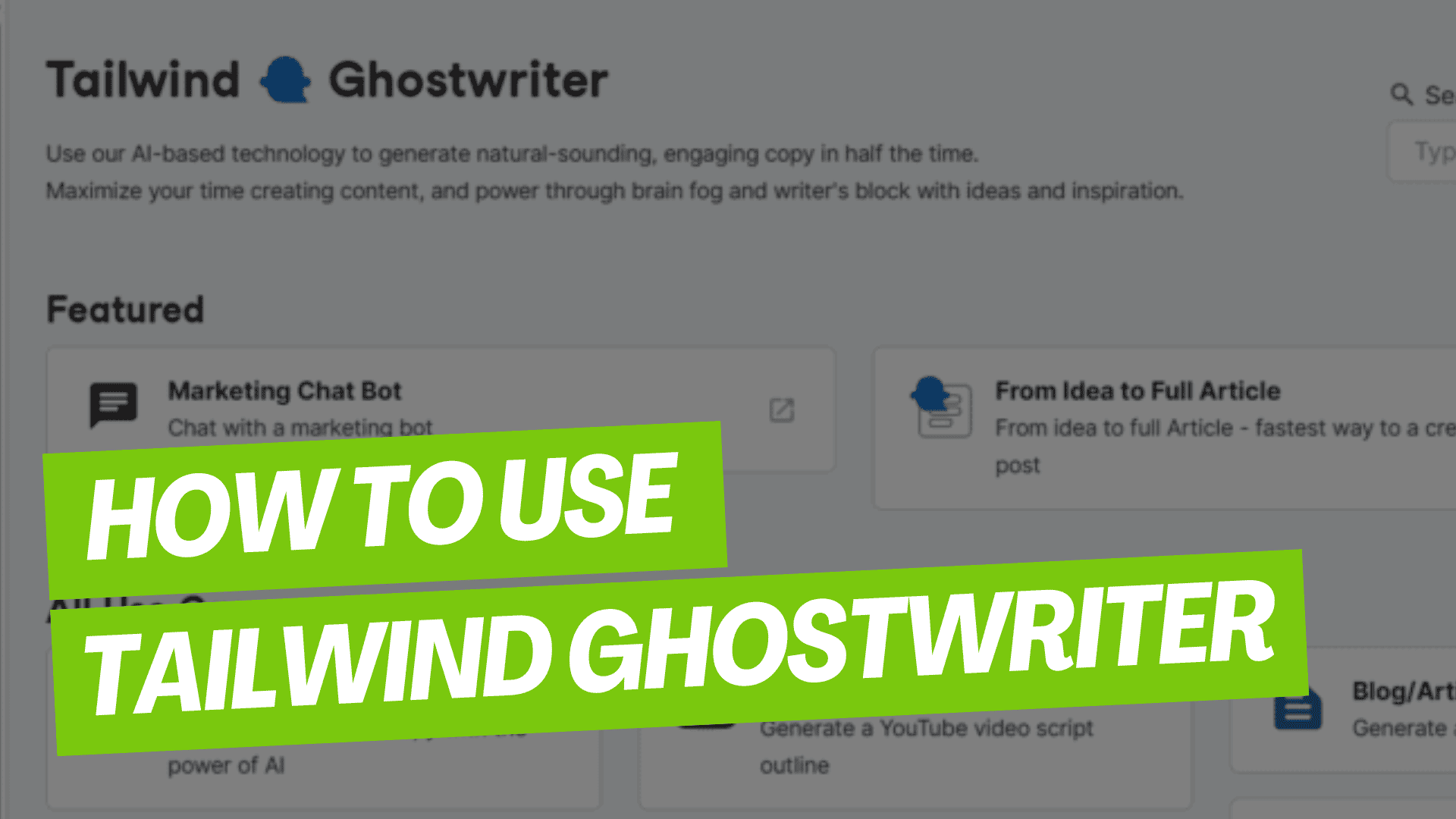 tailwind ghostwriter blog post wizard tutorial