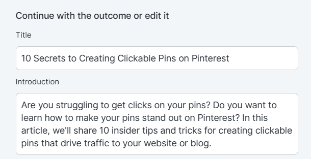 tailwind ghostwriter blog wizard generate title and introduction
