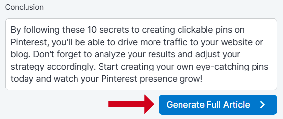 tailwind ghostwriter outline generate conclusion