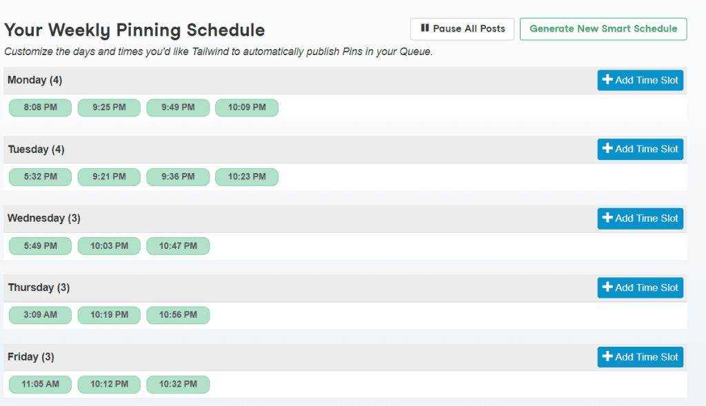 tailwind pinning schedule screen