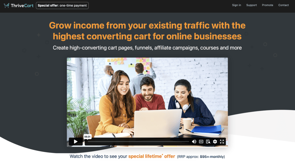thrivecart homepage