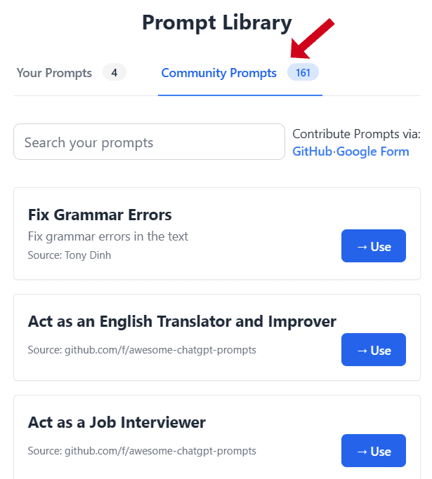 typingmind community prompt library