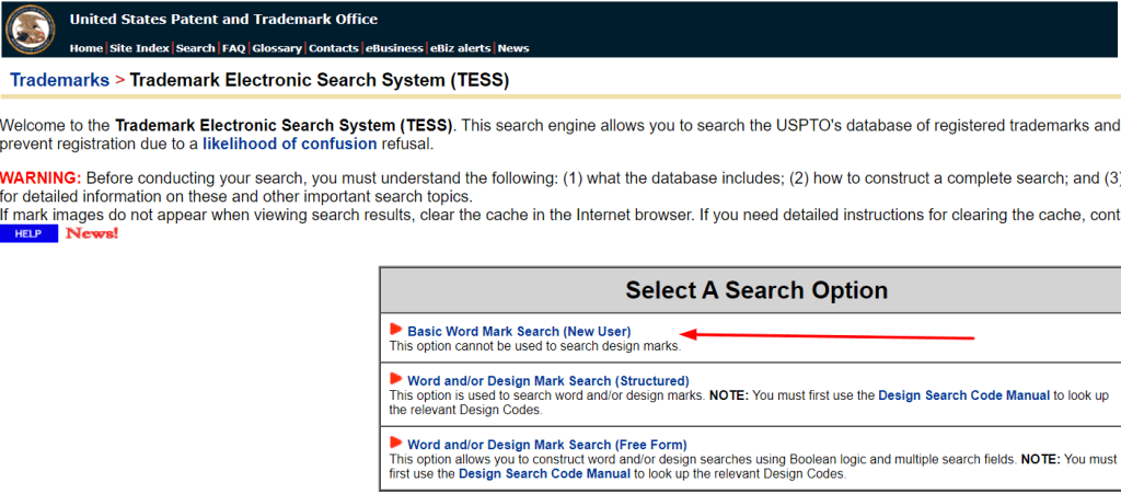 us trademark and patent office domain name search