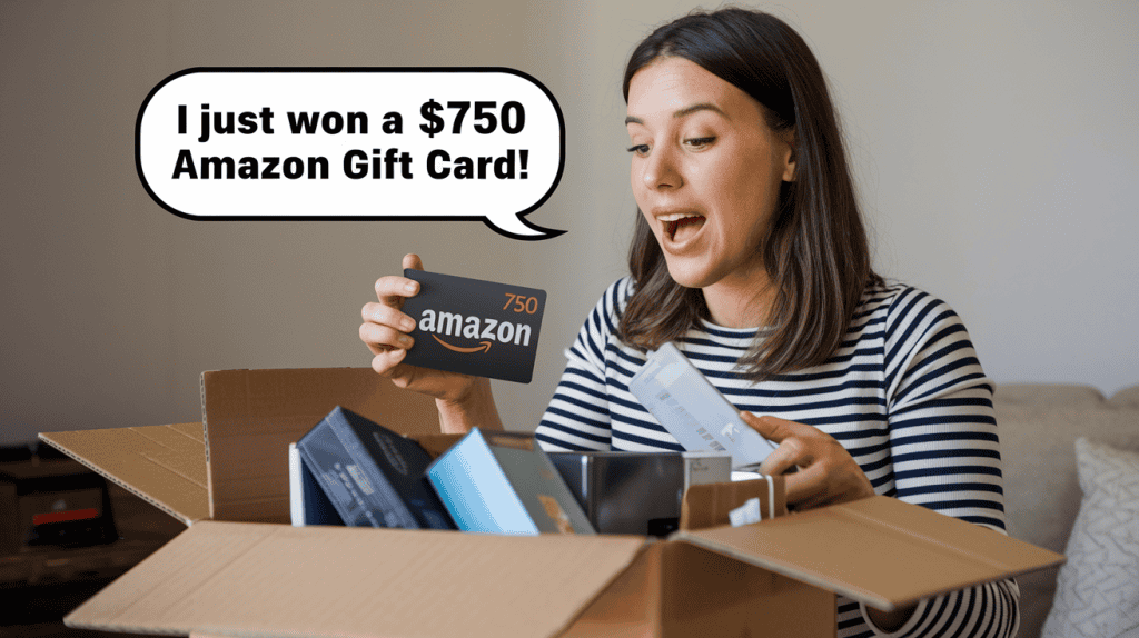 woman wins $750 amazon gift card