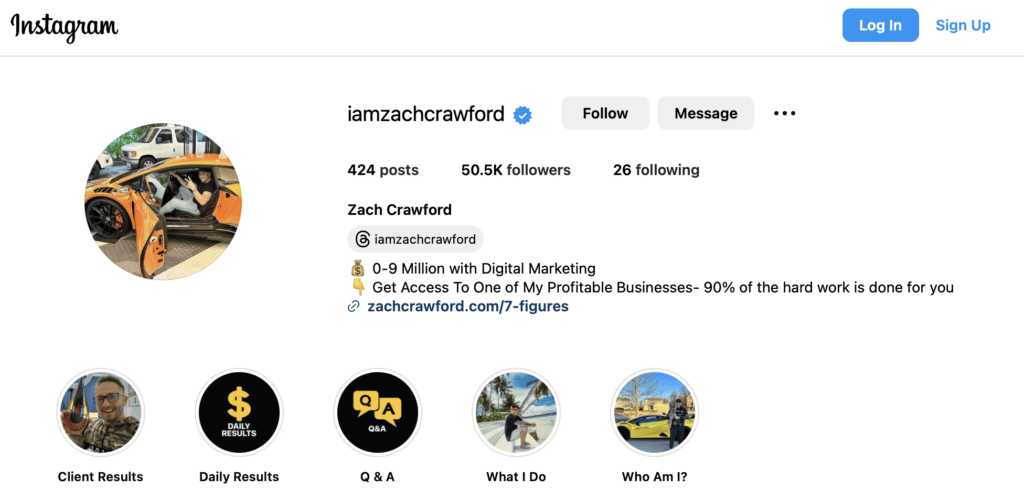 zach crawford instagram profile